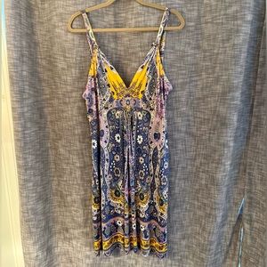 Purple paisley dress. Brand: Ellie Tahiti; size: L; slightly used